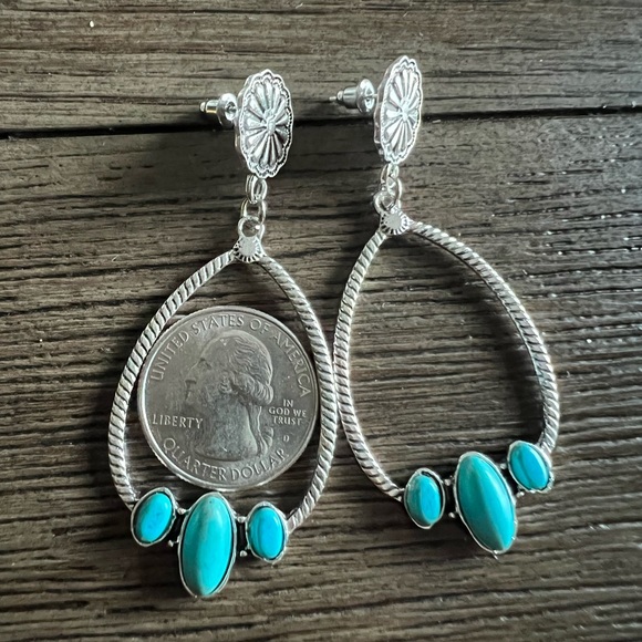 TURQUOISE EMERY ROSE EARRINGS - Picture 3 of 6